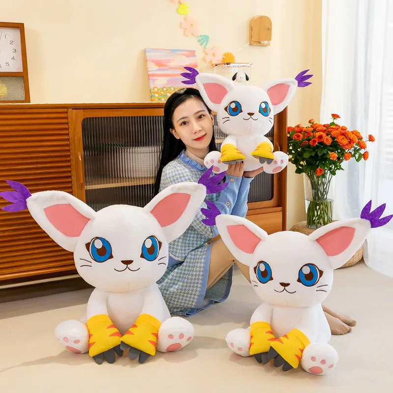 Фото Милая плюшевая игрушка Digimon Tailmon, мягкая мультяшная кукла-животное, аниме-плюшевая подушка, украшение для дома, идеальный подарок для фанатов и девочек №5