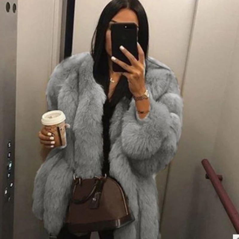 

Warm Mink Coats Women 2023 Winter Top Fashion Pink FAUX Fur Coat Elegant Thick Warm Outerwear Fake Fur Woman Jacket all-match