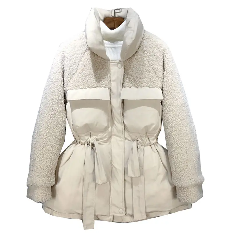 Oversize Woman Parkas Warm Jacket Beige Black Cotton Padded Coat 2022 New Fashion Zipper Loose Casual Long Winter Coat Thick