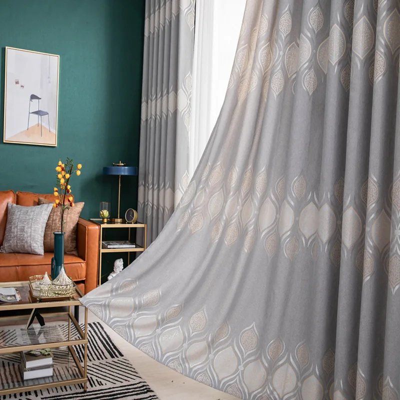 

Modern Minimalist Curtain Living Room Bedroom Balcony Light Luxury Jacquard Blackout Hotel Customization