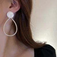 new statement big hollow waterdrop earrings for women 2022 fashion jewelry shell acrylic pearl dangle pendientes mujer brincos