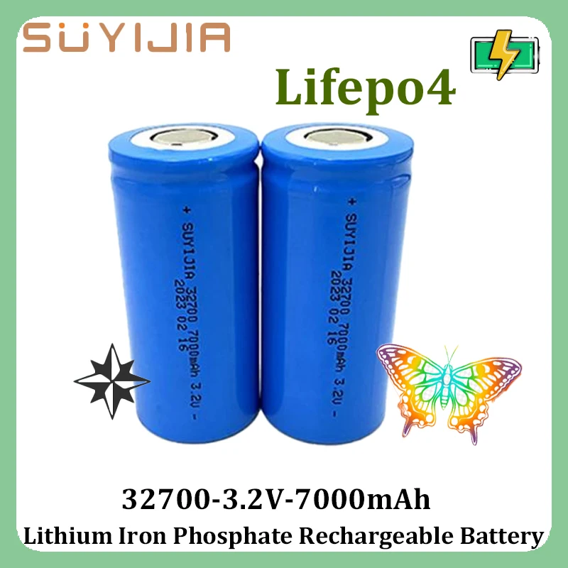 

1-6PCS Lifepo4 32700 3.2V 7000mAh Large Capacity Rechargeable Battery for Electric Bike with Flashlight Power Tools