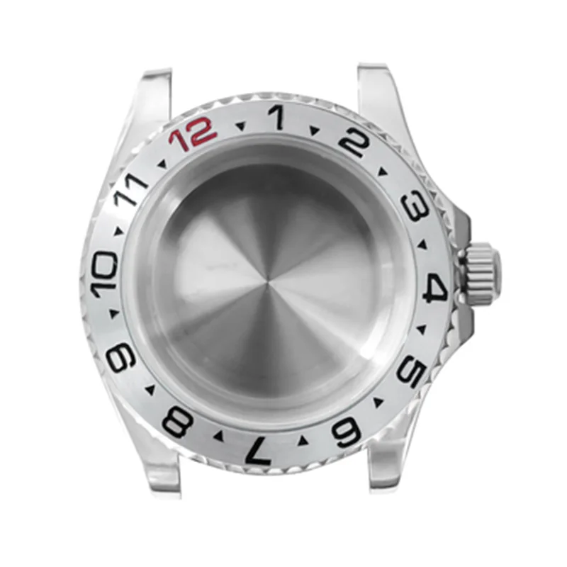 Чехол для часов 40 мм с сапфировым стеклом лупой и календарем серебристая задняя