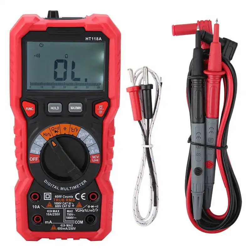 

Digital Multimeter Professional Ammeter Voltmeter Handheld AC/DC Volt Amp Ohm Capacitance Hz Temp Tester With Flashlight