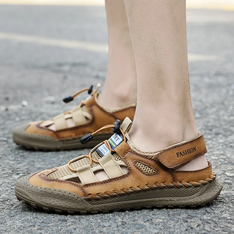 Сандалии мужские кожаные Классические римские сандалии уличные кроссовки