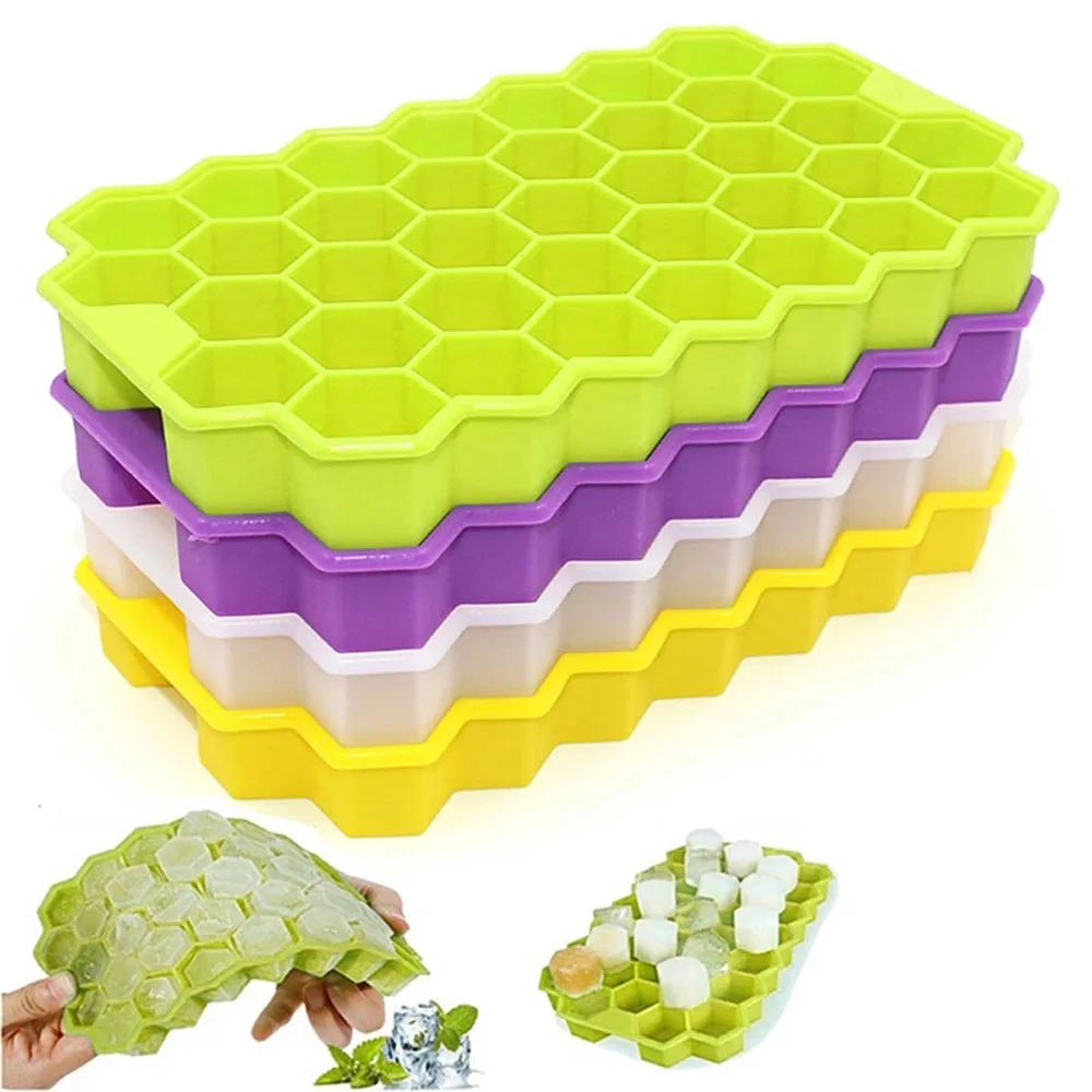 

Honeycomb Ice Cube Mold Silicone Reusable Ice Cube Maker Reusable Food Grade Ice Cube Trays with Lids for Whiskey Cocktail Drink