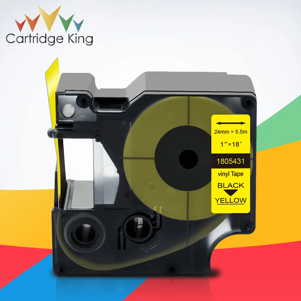 

1pc 24mm Vinyl Label Tape 1805431 Compatible for Dymo Rhino Industrial Labels 1805431 Black on Yellow for Rhino 6000 Label Maker