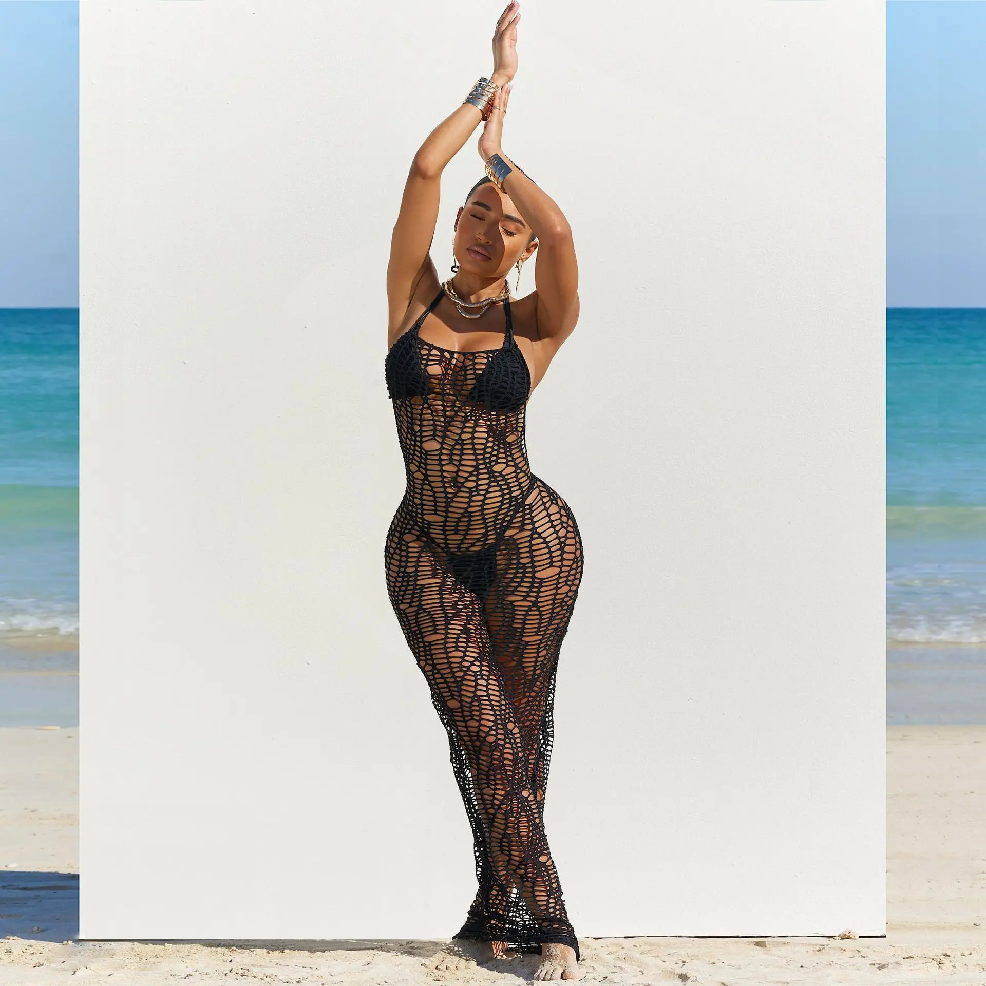 Пляжная одежда Женский комплект из 3 предметов вязаные крючком платья женское