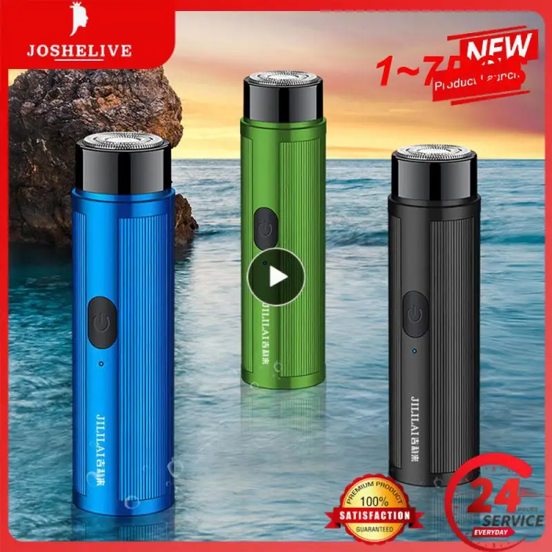 

1-7 шт., Мужская электрическая мини-бритва, автоматический триммер, портативный нож для бороды, безопасные головки, машинка для бритья, машинка для стрижки волос для мужчин