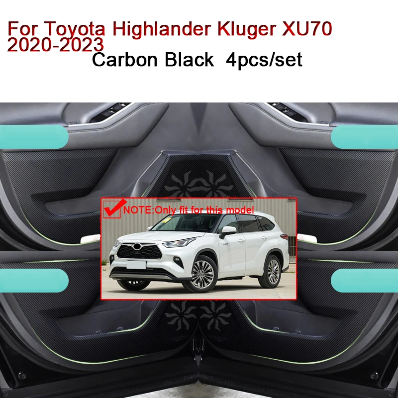 

Подходит для Toyota Highlander Kluger XU70 2020-2023 Противоударная накладка на дверь автомобиля углеродное волокно кожаная текстура защита от грязи Защитная Наклейка