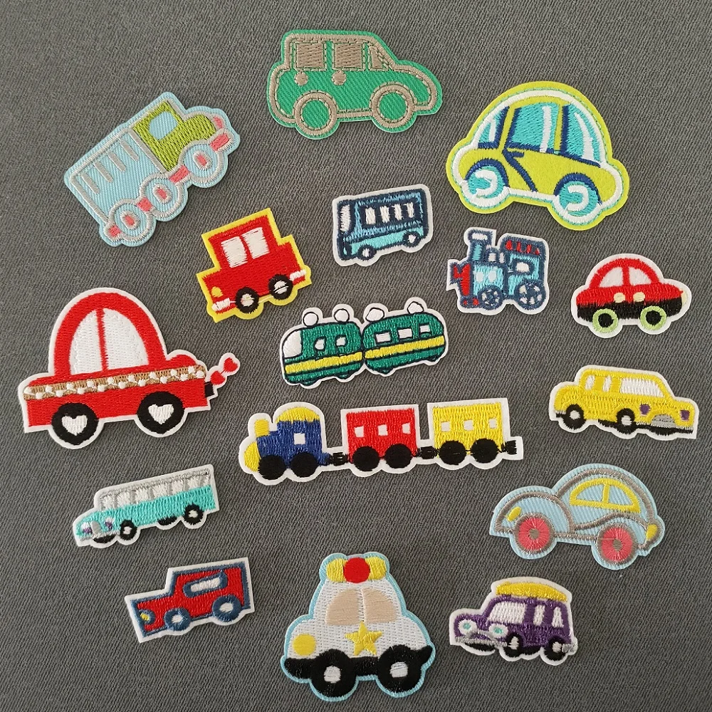 

16Pcs/set Cartoon Car applique sticker ironing embroidery patch For on Child Clothes Hat Jeans Sticker Sew DIY Patch Applique