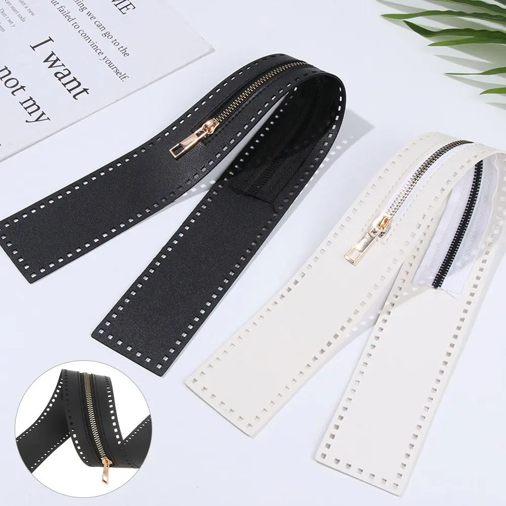 

Craft Accessories Replacement Sewing Bag Parts DIY Bag Hardware Zip Fastener PU Leather Zipper For 55cm