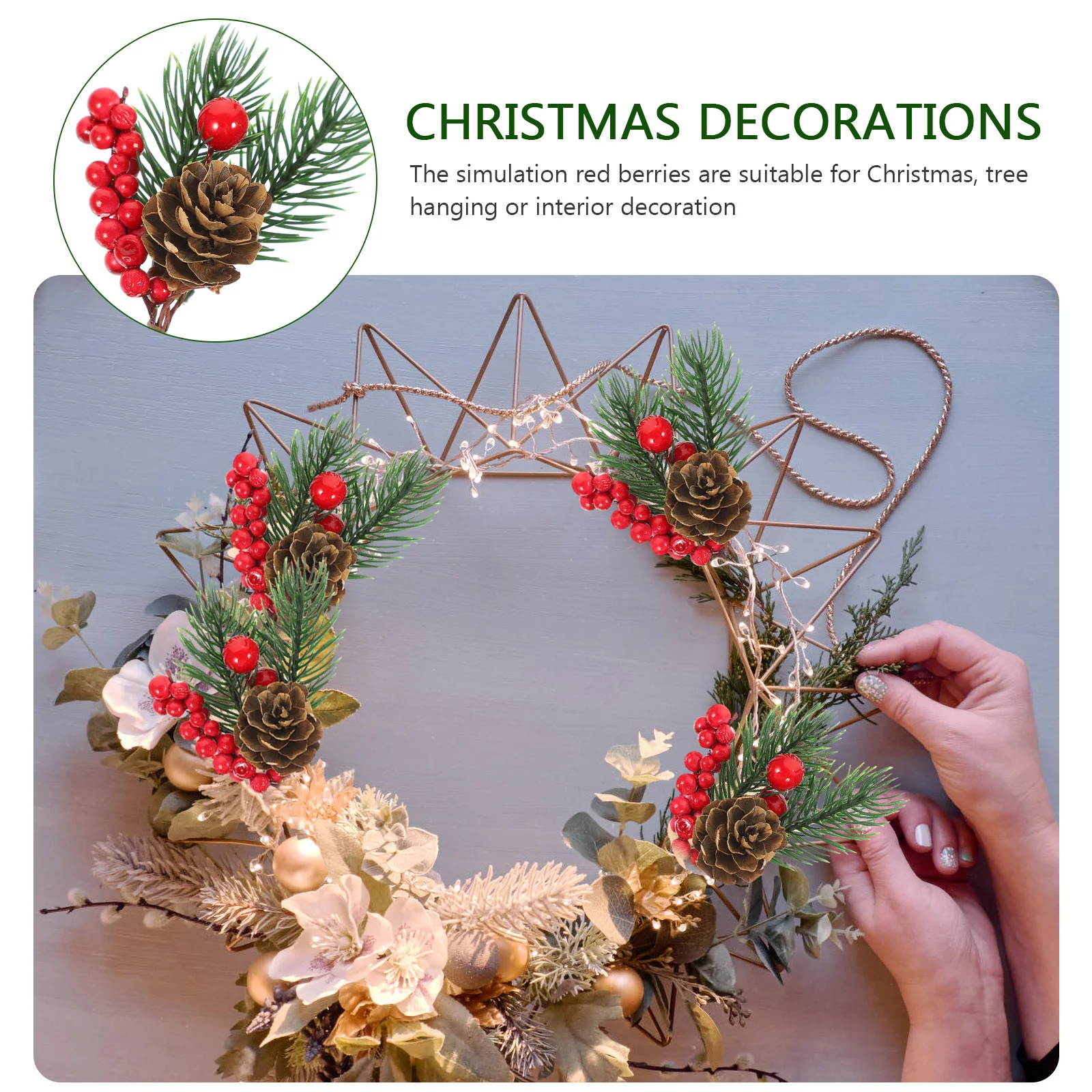 

Christmas Pine Picks Berry Artificial Branches Berries Decor Stems Redstem Wreath Floral Treehollyflower Fake Branch Pick Cone