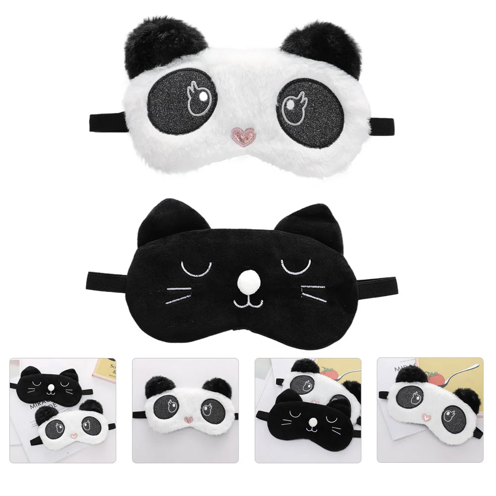 

2 Pcs Goggles Sleeping Eye Masks Kitten Eye Masks Night Cooling Sleeping Polyester Blackout Eye Masks Travel Blindfold Miss