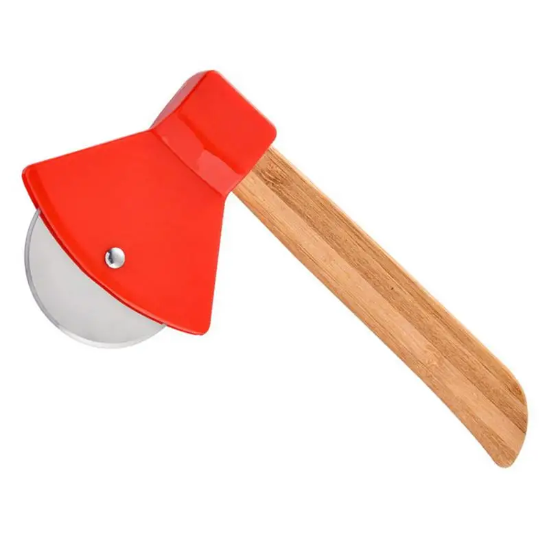 

Pizza Slicer Stainless Steel Kitchen Pizza Divider Rotating Bamboo Handle Dough Slicing Tool