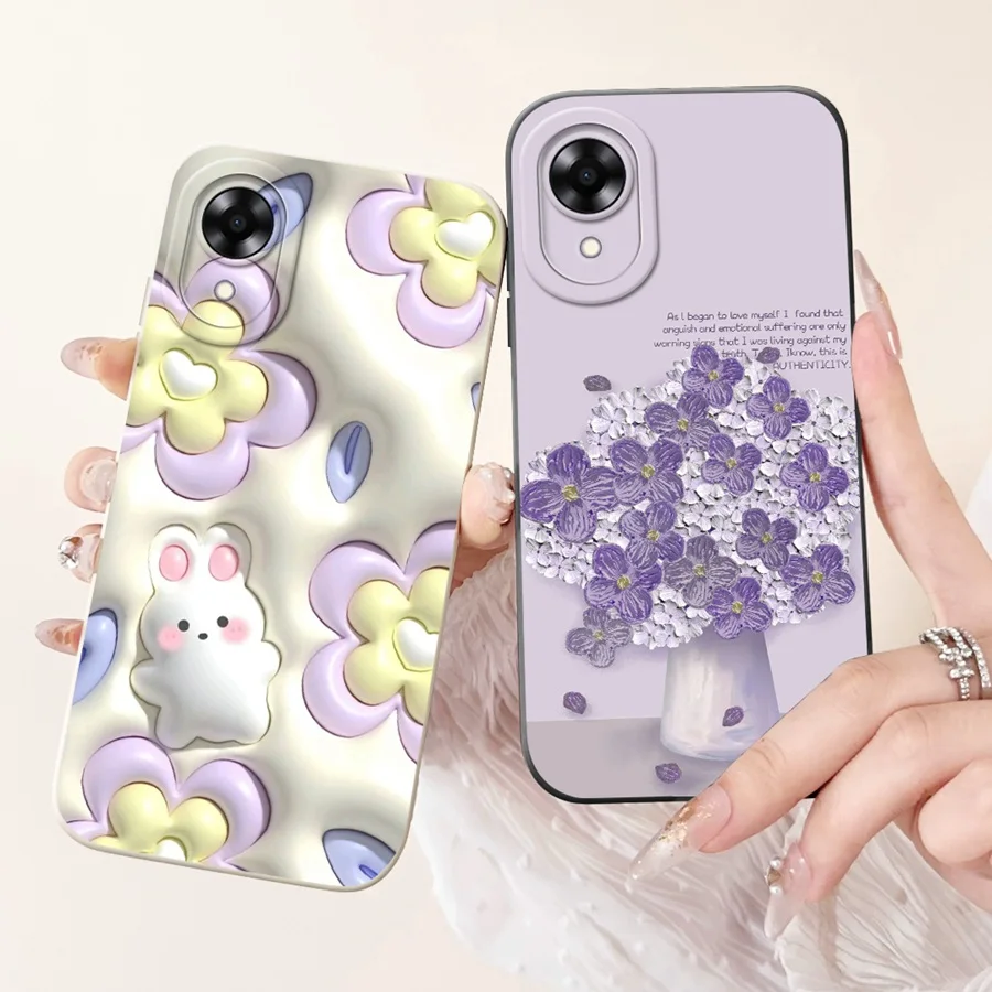 Чехол для телефона OPPO A17K CPH2471 мягкий жидкий силиконовый защитный чехол с милым