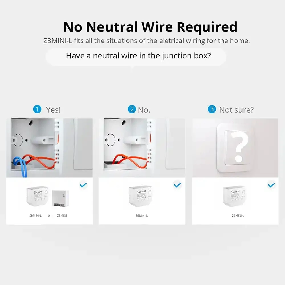 Умный переключатель SONOFF Zbmini-l Zigbee 3 0 без нейтрального провода модуль с помощью
