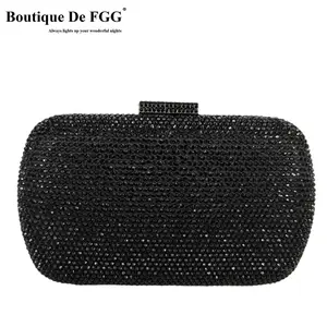 Boutique De FGG черные вечерние сумочки и клатчи для женщин Формальные вечерние Ужин сумка-клатч со стразами Свадебные Сумочка-клатч