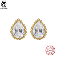 orsa jewels luxury 925 sterling silver stud earrings for women aaaa cubic zirconia gold earings wedding jewelry gift se349