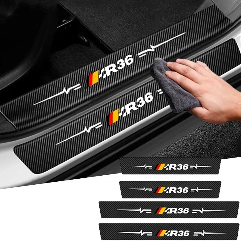 Наклейки на пороги автомобиля из углеродного волокна пленка против царапин для VW