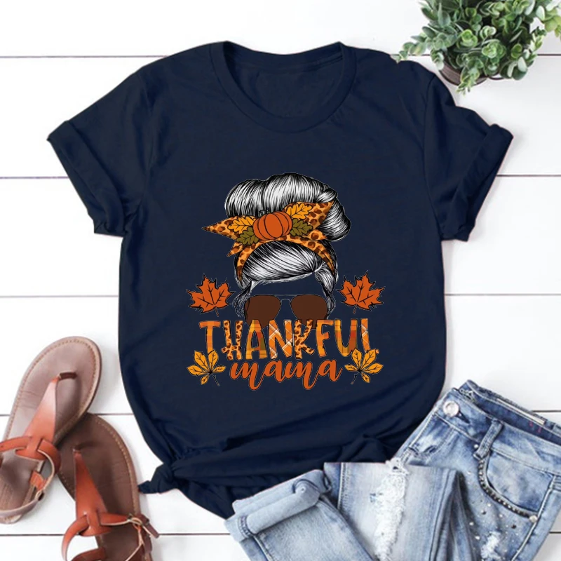 Thankful Mama Shirt Fall Mama Aesthetic Clothes Thanksgiving Tshirt Thankful Fall Family Matching Shirt Thanksgiving Mom Gift L