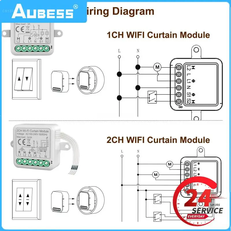 

Tuya Curtain Module Blind Switch 1/2 Gang Work With Alexa Google Home Smart Switch Ac100-240v For Roller Shutter Electric Motor