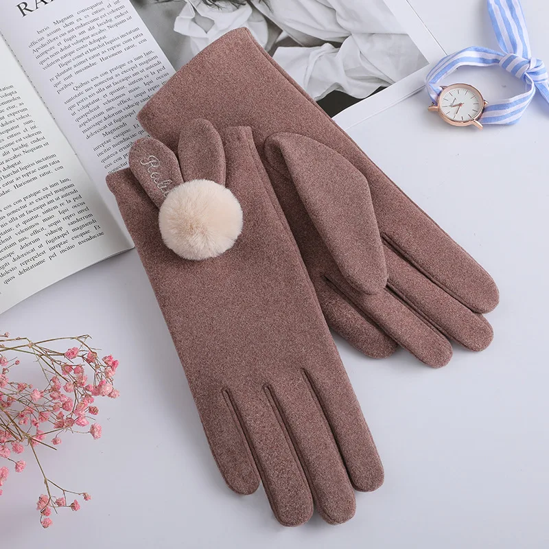 Women Winter Thick Fur Ball Velvet Windproof Suede Shield Cycling