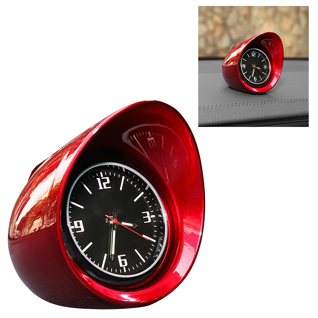 

Red Shell Car Interior Dashboard Clock Luminous Pointer Backlight Backlight Universal High Quality