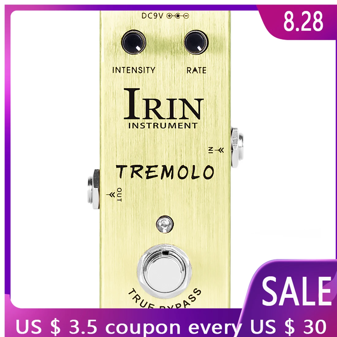 

IRIN IN-07 Effectors Tremolo Classic Photoelectric Tube Circuitry Amplifier Tremolo Effect Pedal for Electric Guitar True Bypass