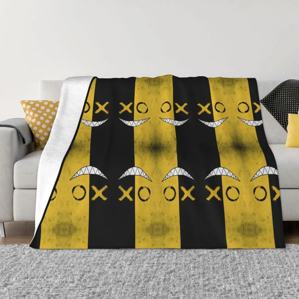 

Одеяло для уличного искусства, Фланелевое украшение, желтое переносное домашнее покрывало XO Smile