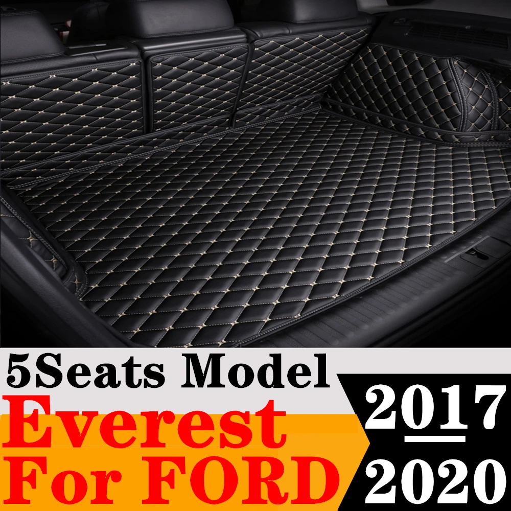 

Sinjayer Waterproof Highly Covered Car Trunk Mat Tail Boot Pad Carpet Cover High Side Cargo Liner For Ford Everest 5Seats 17-20