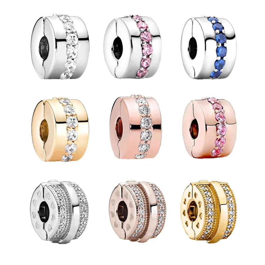 Лидер продаж сверкающее прозрачное розовое золото розовый ряд Pavé зажим подвеска