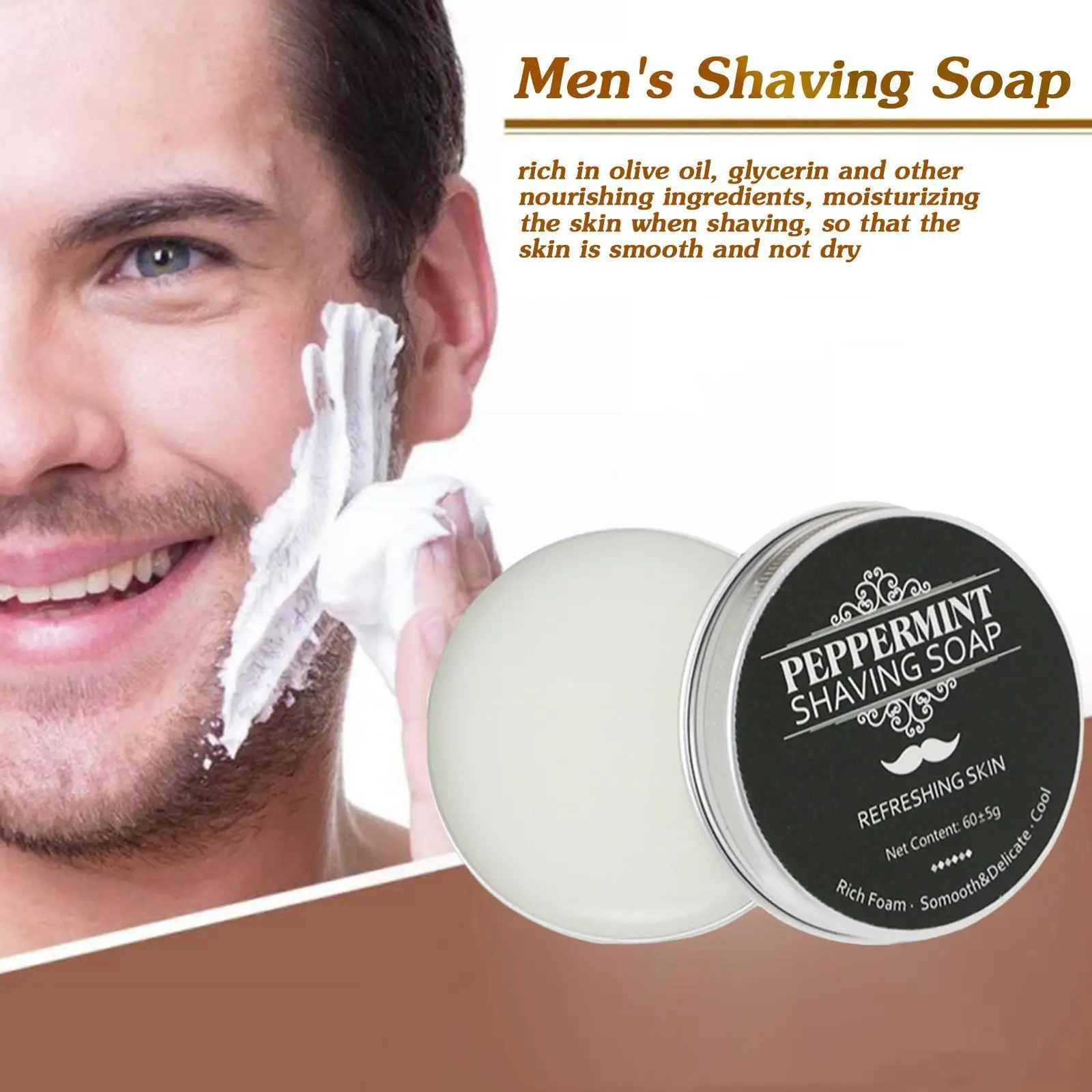 

Мужское мыло для бритья с мятным ароматом, 60 г