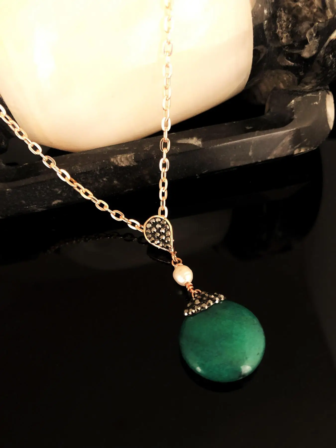

Natural stone Women 'S Agate Stone Rose Gold Plated Necklace Krb355