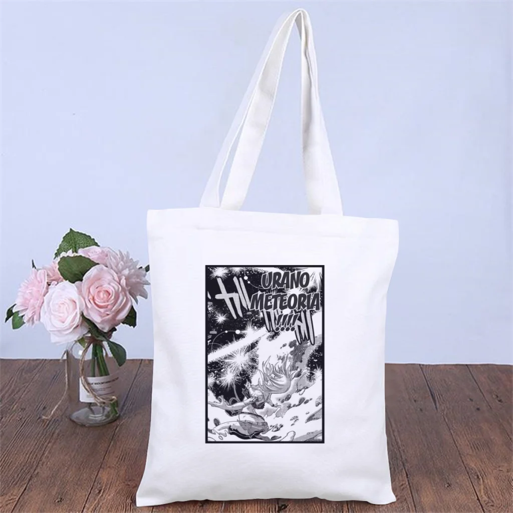 

Lucy HeartfiliaHandbag Fairy Tail Anime Shoulder Canvas Bags Adults Storage Pocket Double Print Travel Shopper HandBags Tote Bag