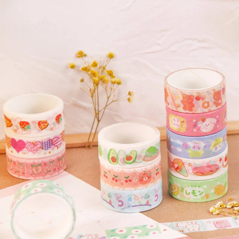 

Japanese small fresh cute DIY hand account decoration tear off tape student cartoon avocado bear and Masking tape