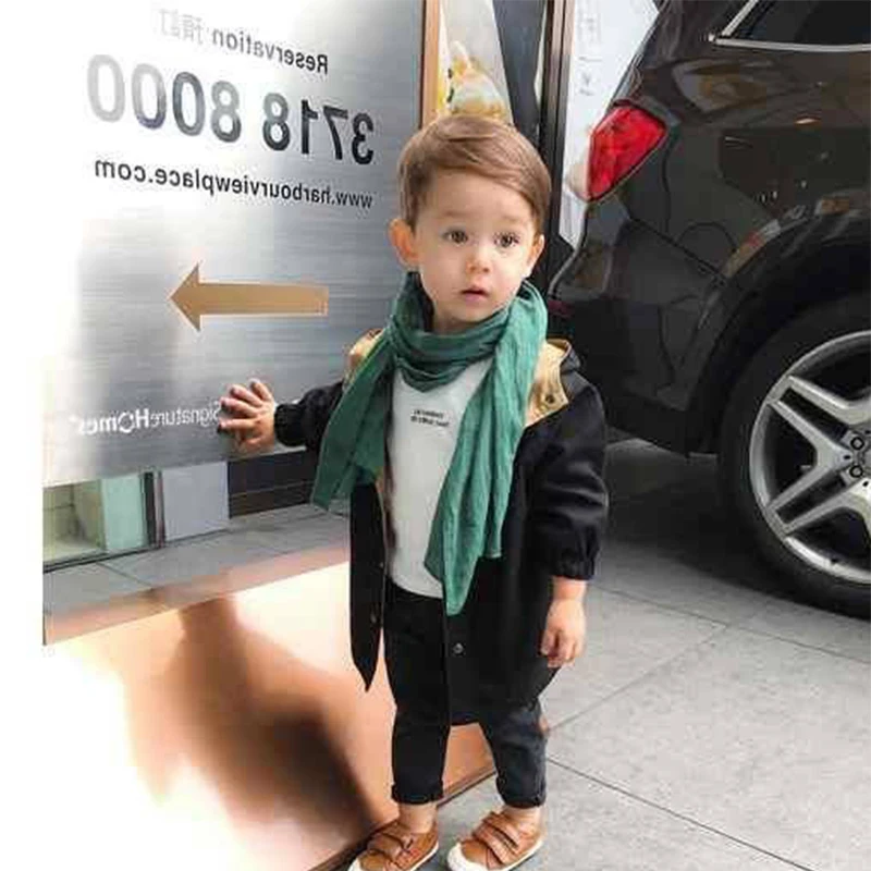 

Fashion Boys Jackets Letter Print Hip Hop Hooded Reversible куртка Baby Cool Color Matching Windbreaker Brown Thin Long Coat
