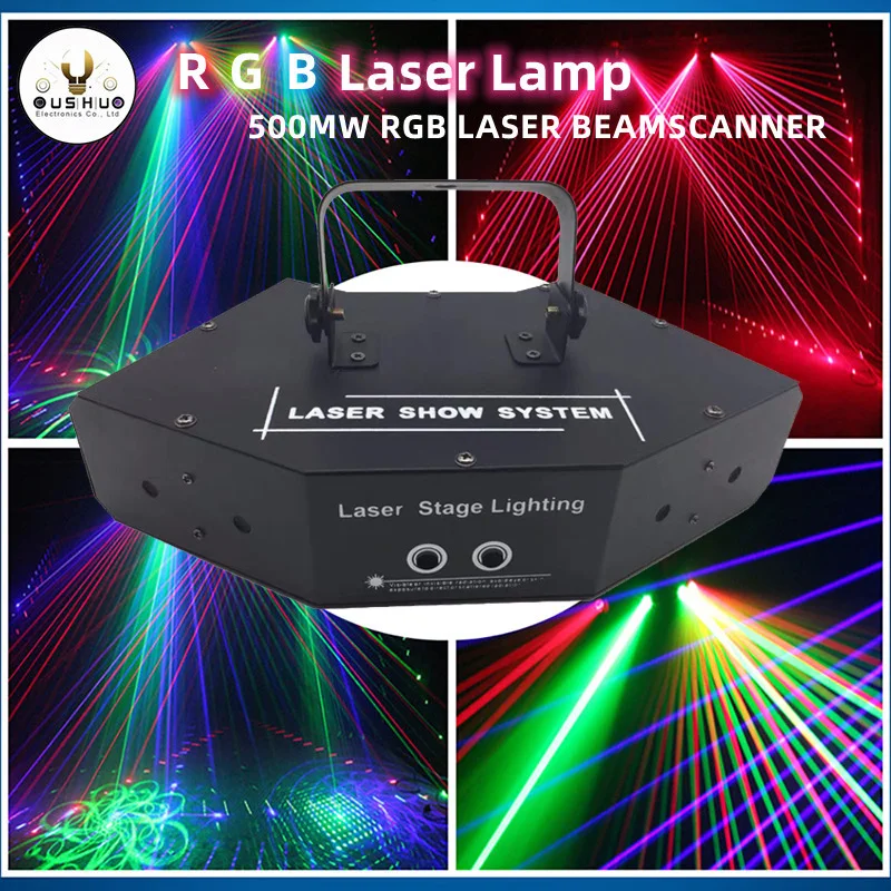 Лазерная лампа RGB DMX 512, проектор со сканером луча управления, проектор для дискотеки, стробоскопическое сценическое освещение с голосовым управлением, необычный эффект освещения Лазерная лампа RGB DMX 512, проектор со сканером луча управления, проектор для дискотеки, стробоскопическое сценическое освещение с голосовым управлением, необычный эффект освещения