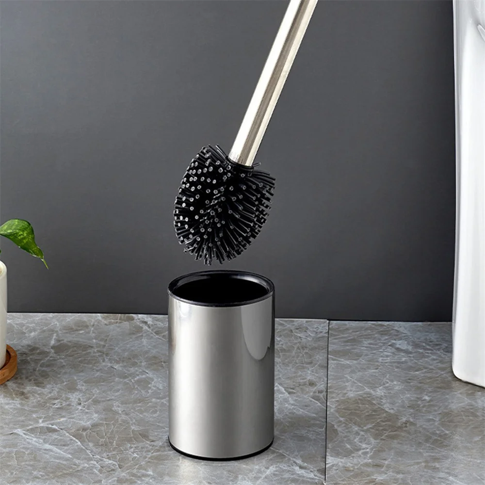 

Toilet Brush Metal Plastic Inner Drainage Equipped With Base Cleaning Grooves Strong Cleaning Power Domestic Brush Holder