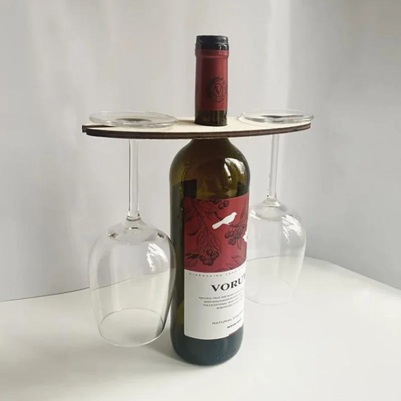 

Portable Picnic Table Wooden Wine Bottle Glass Holder Wine Rack Holiday Wine Holder Wine Storage Hook Stand Organizer Tray