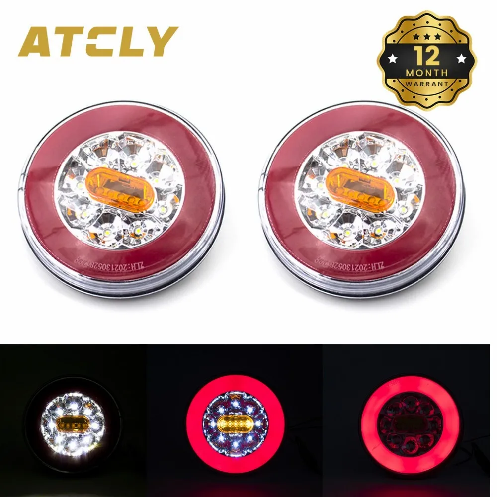 

1/2/4pcs Round LED 12V 24V Tail Light 4 in 1 Dynamic Trun Signal Lamp Rear Reverse Brake Stop Light Car Truck Trailer Lorry Bus
