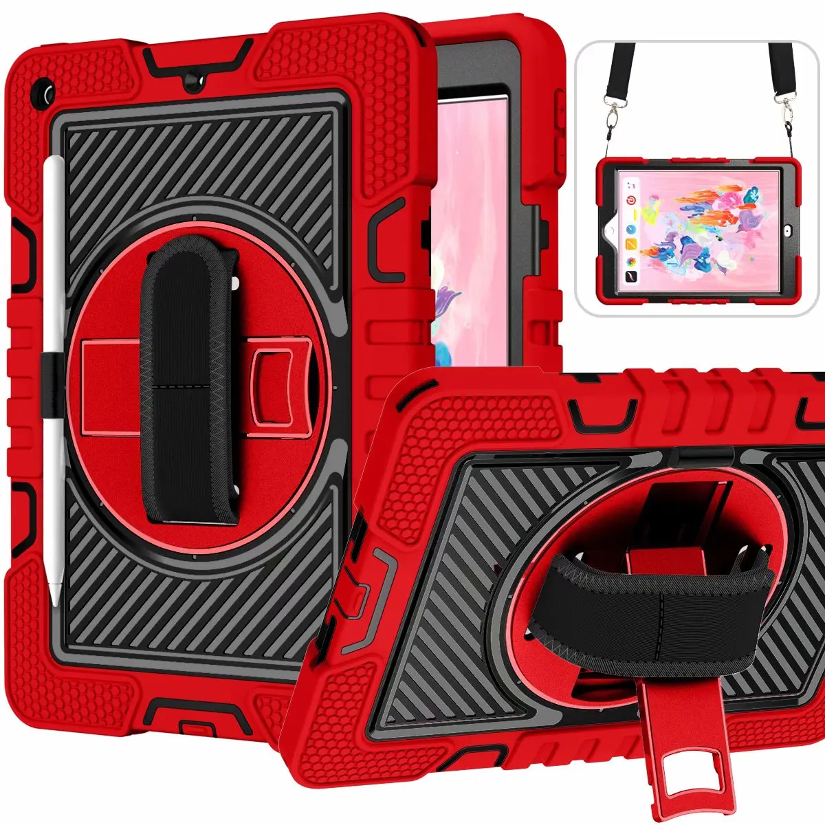 

Case For Samsung P610 P615 T510 T515 T500 T505 T970 T975 T730 T735 Tablet Case 360 Rotate Wrist Neck Strap Protective Cover+pen