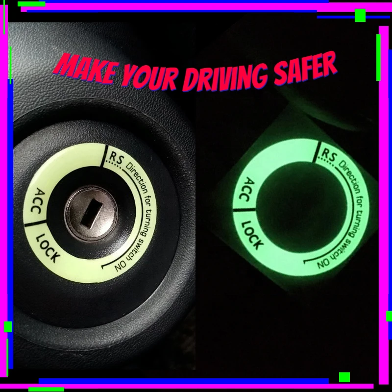 

Car Ignition Switch Luminous Sticker Rings Key Ring Surrounding Light Night Decoration for Auto Motorcycle Universal 3D Decal