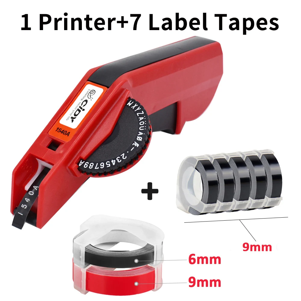 

Cidy 1540 Embossing Label Maker with 6mm 9mm 3D Embossed Tapes for Dymo 1610 Motex E101 Machine Typewriter Printer