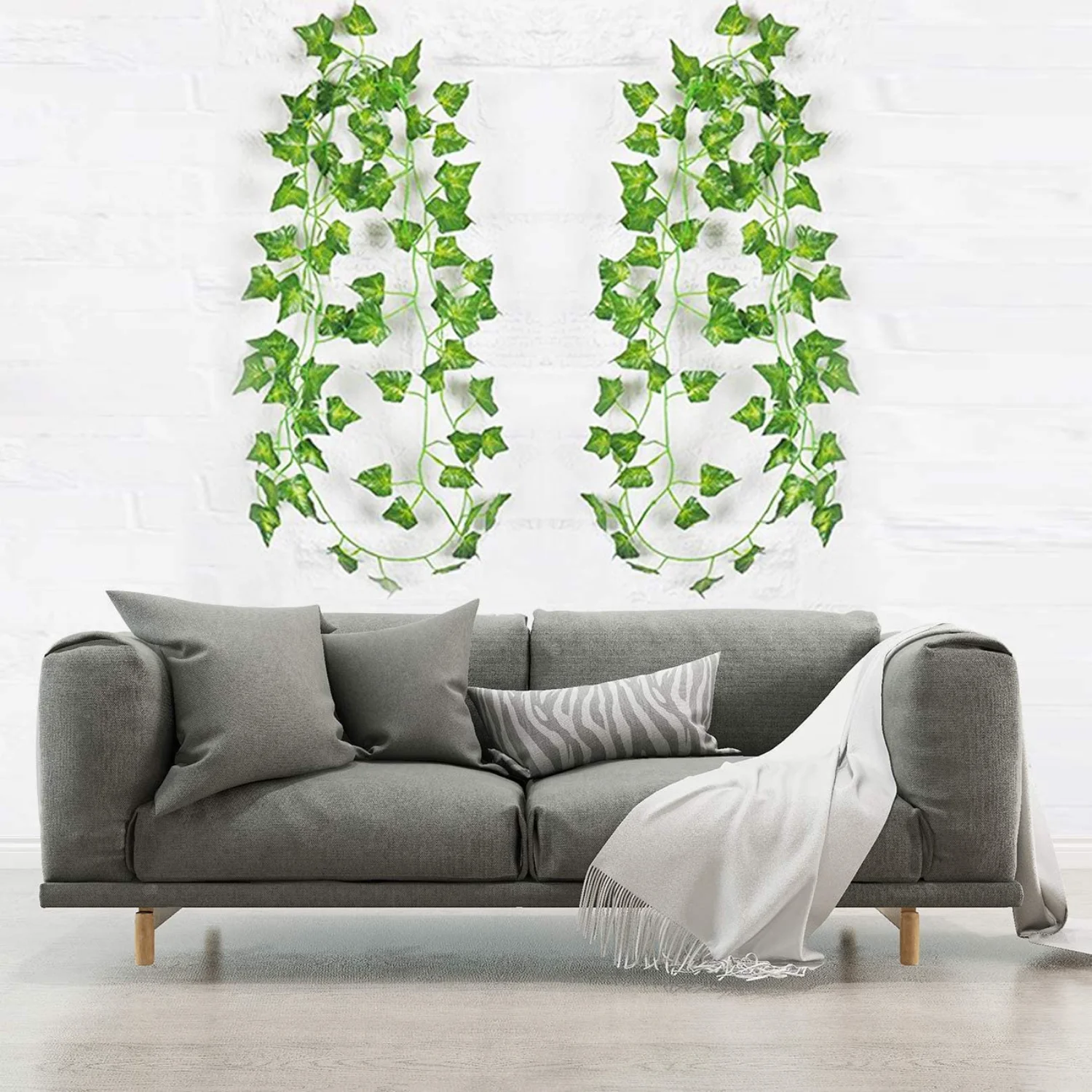 

100 Stuk Leaf 2.4M Home Decor Kunstmatige Leaf Garland DIY Fake Planten Vine Fake Gebladerte Bloemen Creeper Groen Krans Ivy