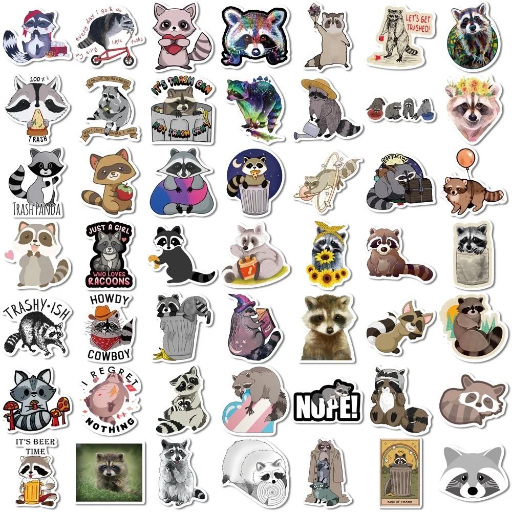 10/50/100pcs 2022 New Cartoon Raccoon Stationery Sticker Waterproof Decals Scrapbooking Planner Diary Stickers Kids Toys - купить по