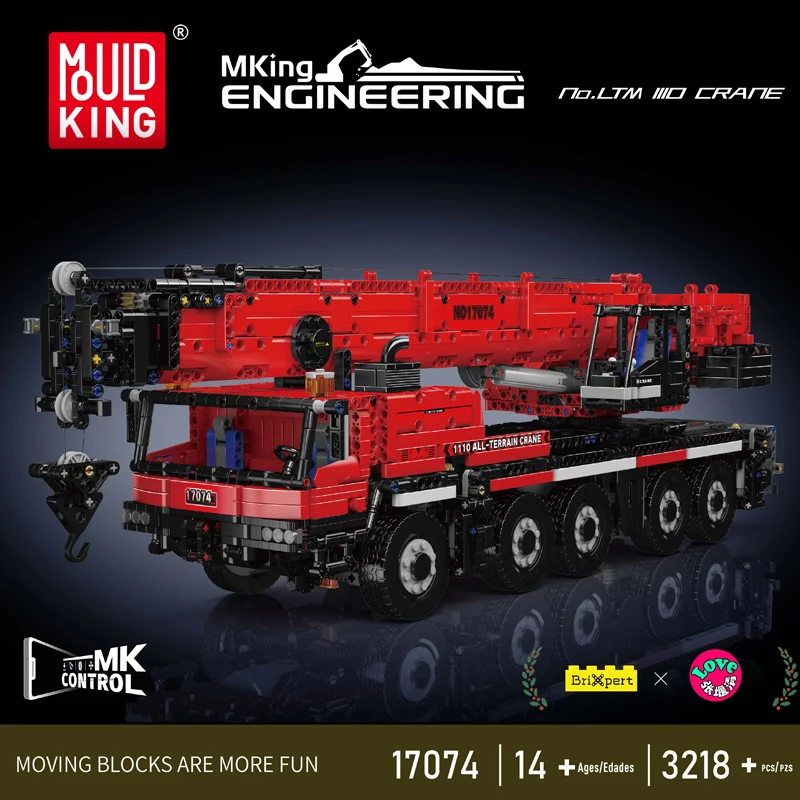Фото Mold King 17073 17074 Технический автомобиль Игрушечный пульт дистанционного управления LTM 1110 Кран Строительный блок Сборка Грузовик Кирпич Детский Рождественский подарок №3