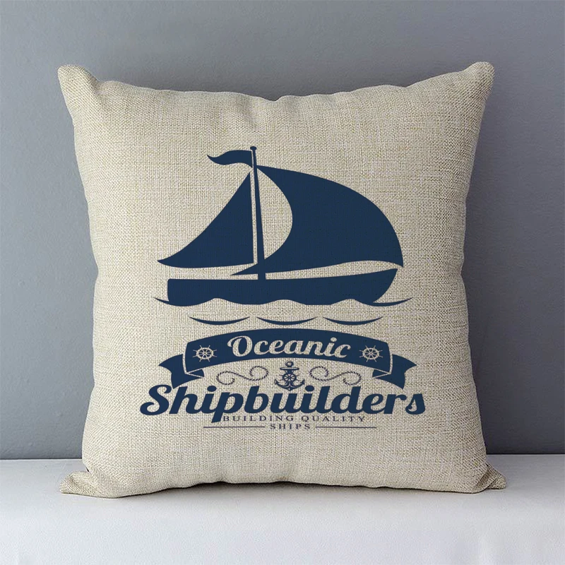 

Cozy Sofa Cushion Cover Oceanic Shipbuilders Print Ventilation Couch Pillow Case 45x45cm Home Decorative Pillows Square Cushions