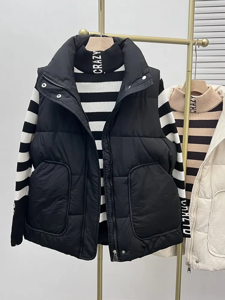 Женский пуховой жилет с хлопковой подкладкой европейские товары Осень-зима 2024