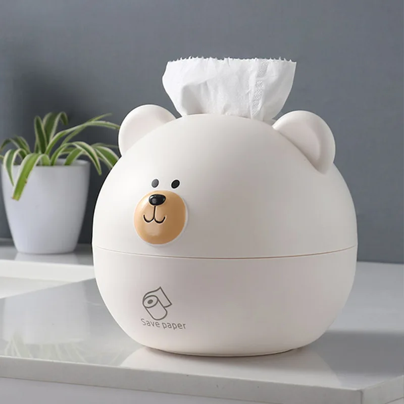 

Nordic Bear Desktop Paper Towel Storage Box Round Cute Cartoon Dining Table Living Room Paper Towel Tube